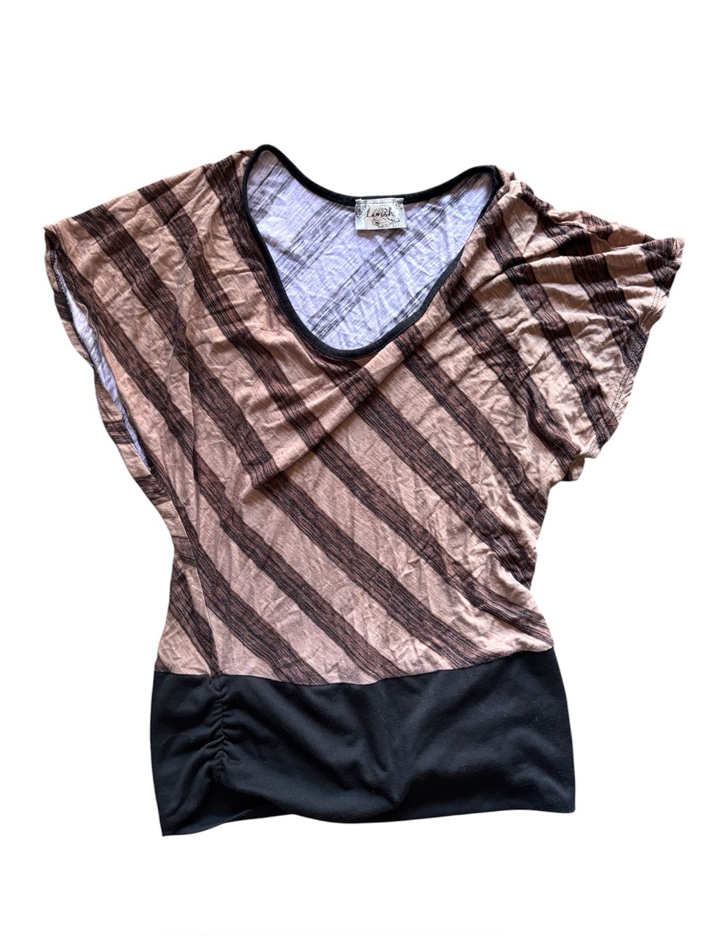 ✨ Y2K Lavish brown
& black striped top with ruched bottom✨
